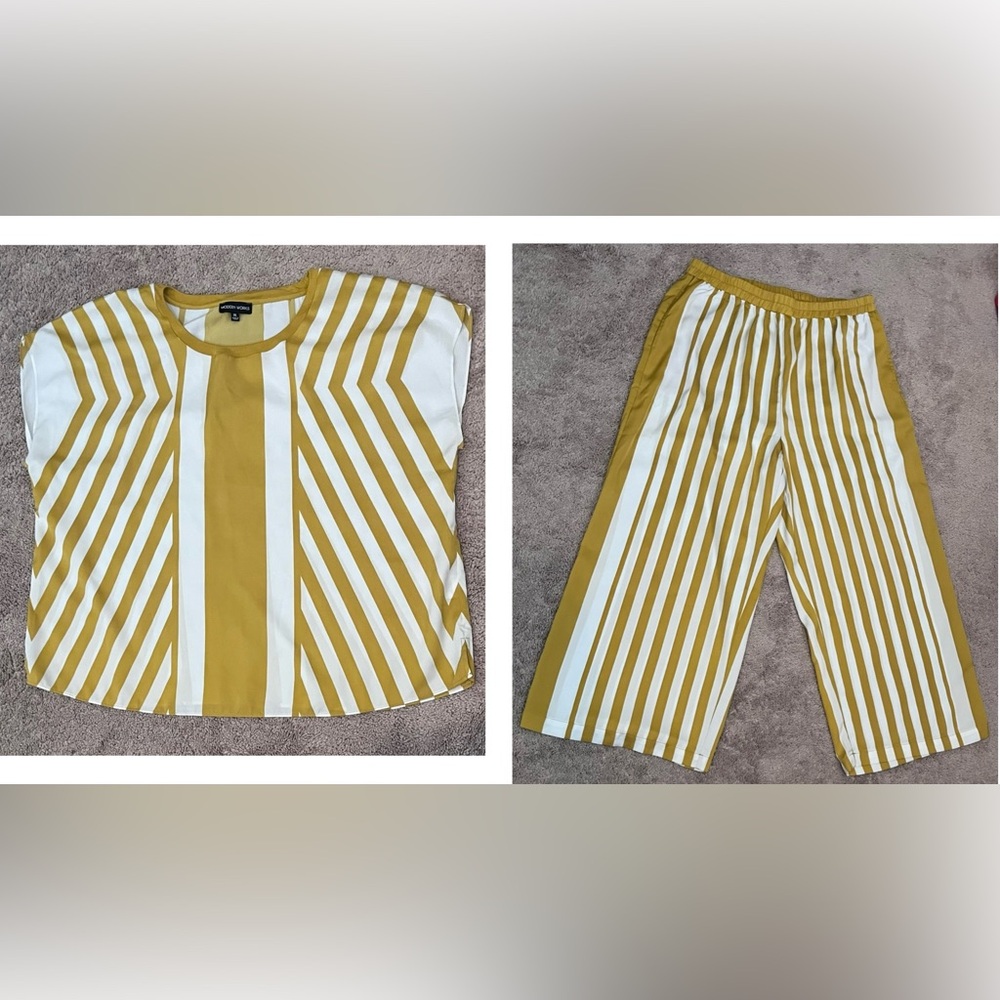 Striped Yellow/Gold and White Pantsuit